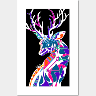 black dear Reindeer ecopop cute mexican pattern of the wild art Posters and Art